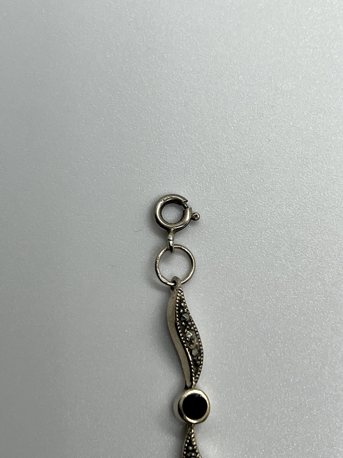 925 Sterling Silver Agate & Marcasite Bracelet