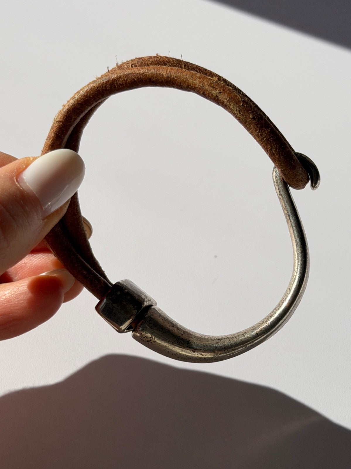 Vintage Brown Leather & 925 Sterling Silver Bracelet
