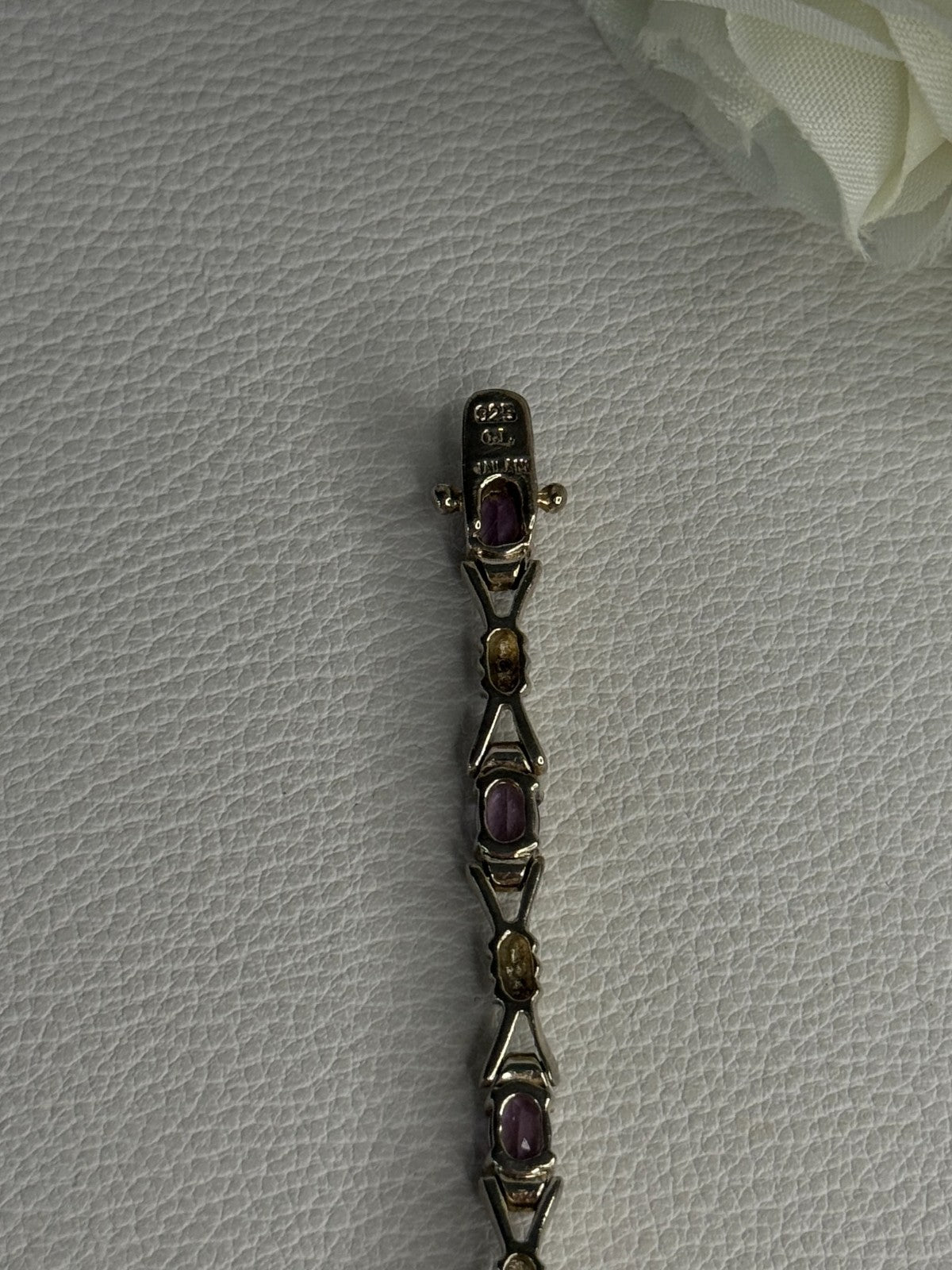 925 Sterling Silver Amethyst Bracelet Length 7.5