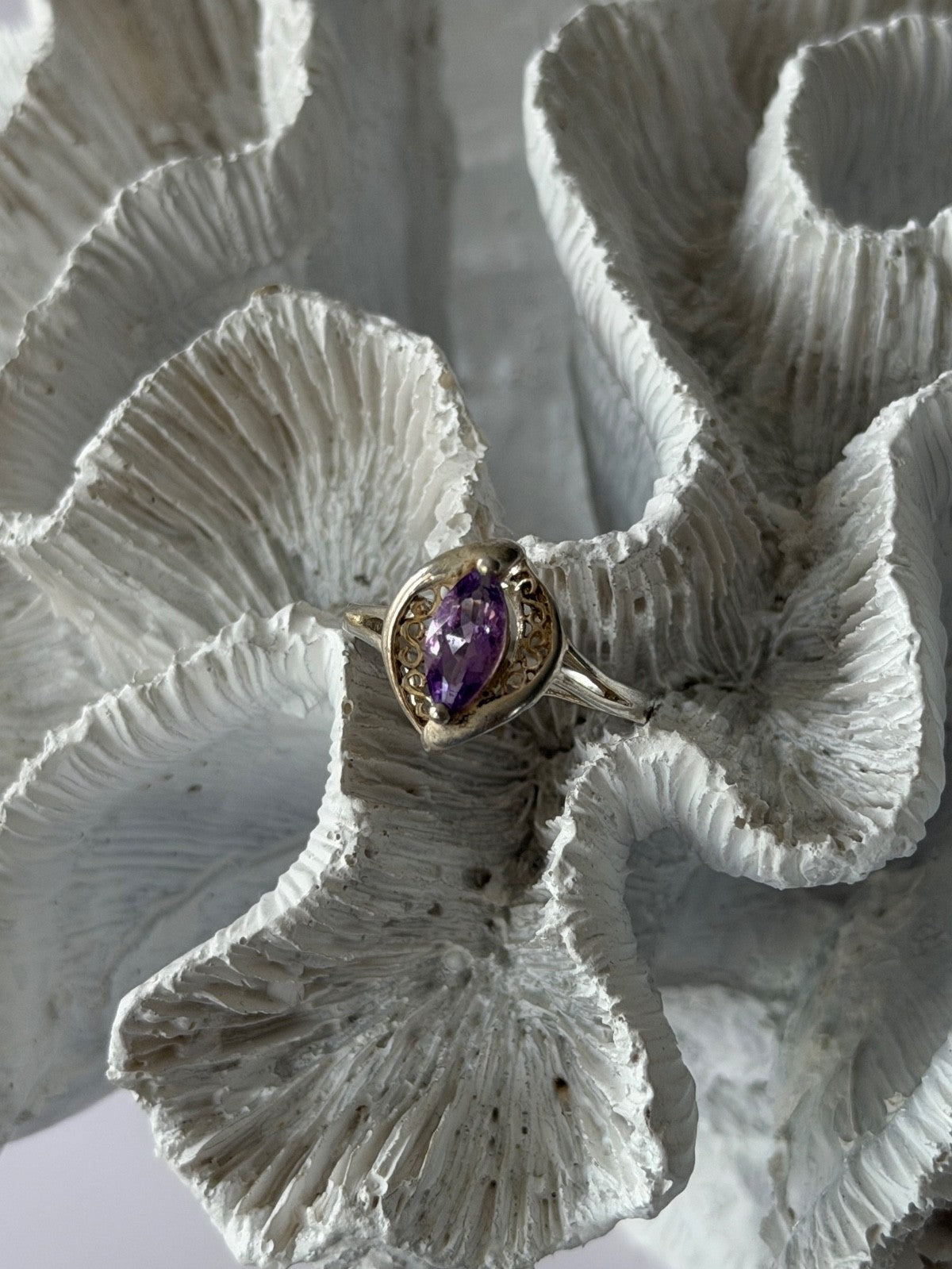 Avon 925 Sterling Silver Amethyst Ring Size 10