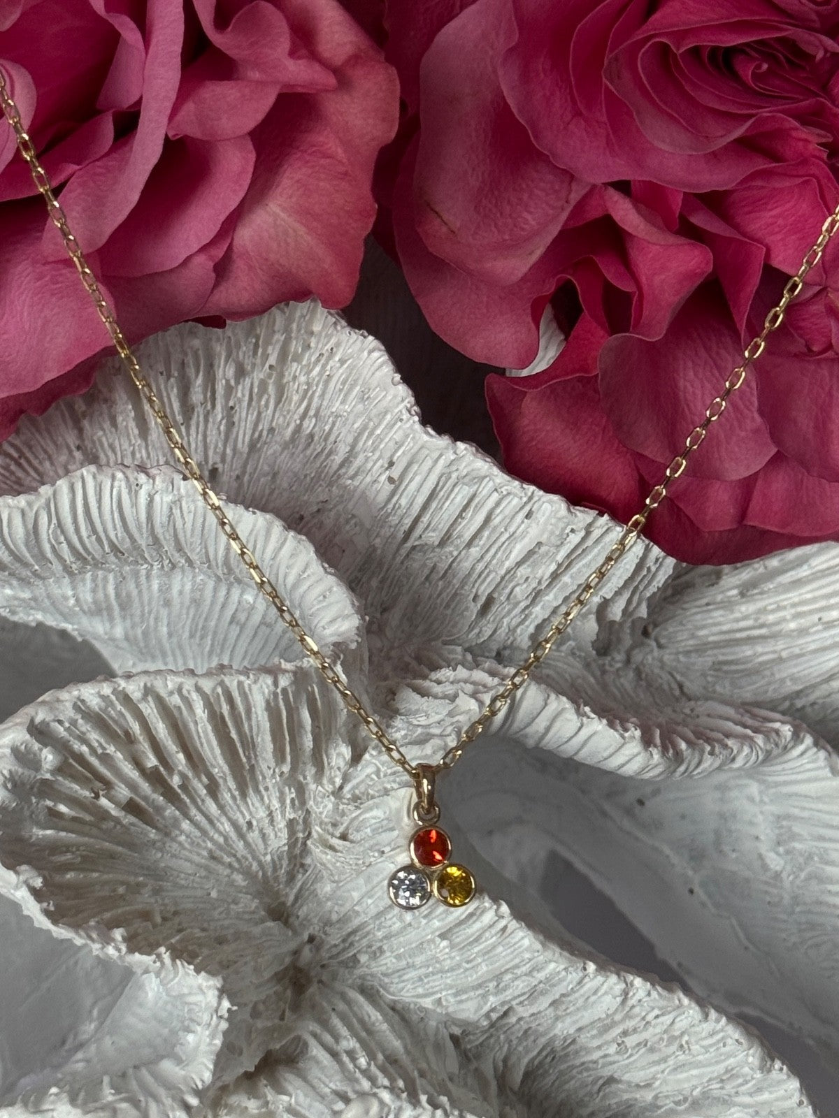 14K Yellow Gold Diamond Citrine Spinel Necklace