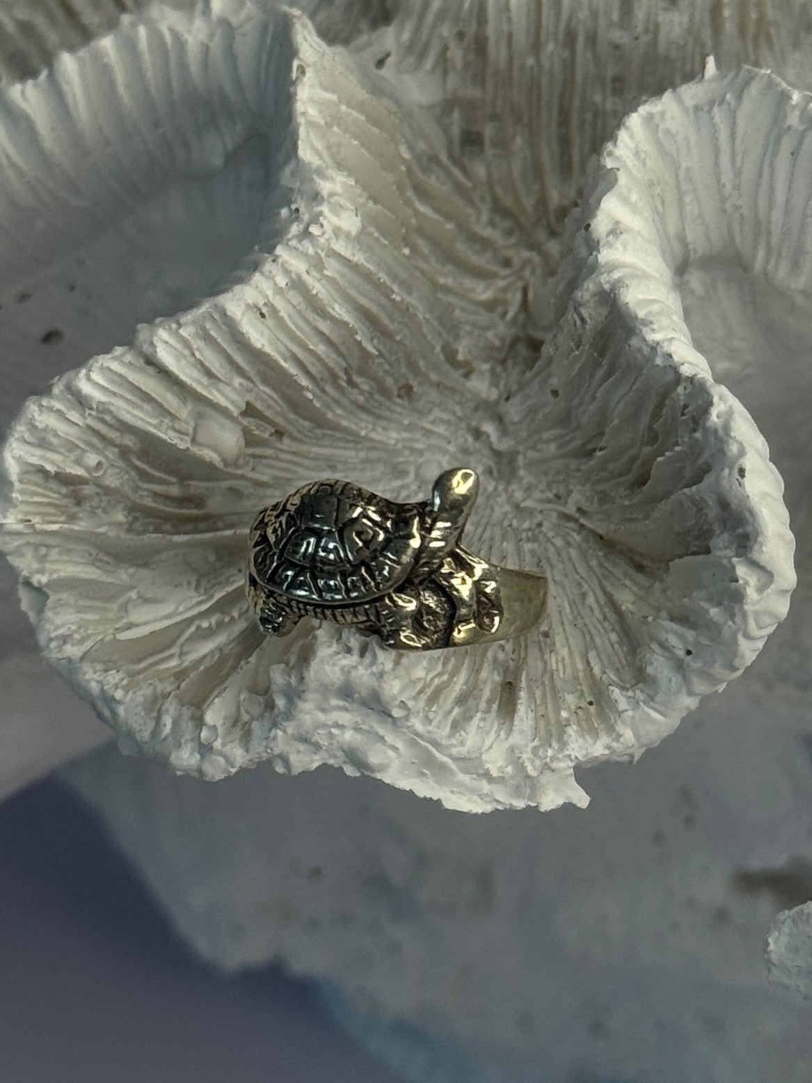 925 Sterling Silver Turtle Ring Sizable Maximum Size 3