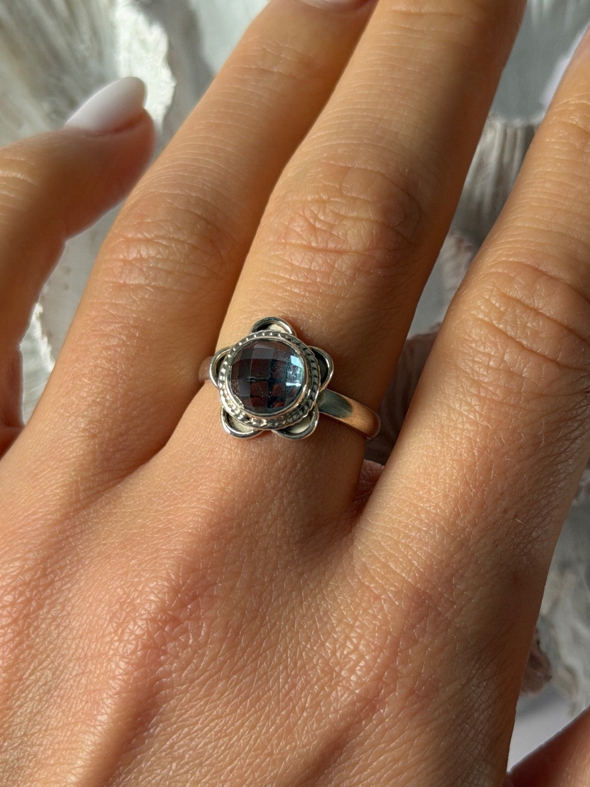 Vintage 925 Sterling Silver Aquamarine Ring Size 8