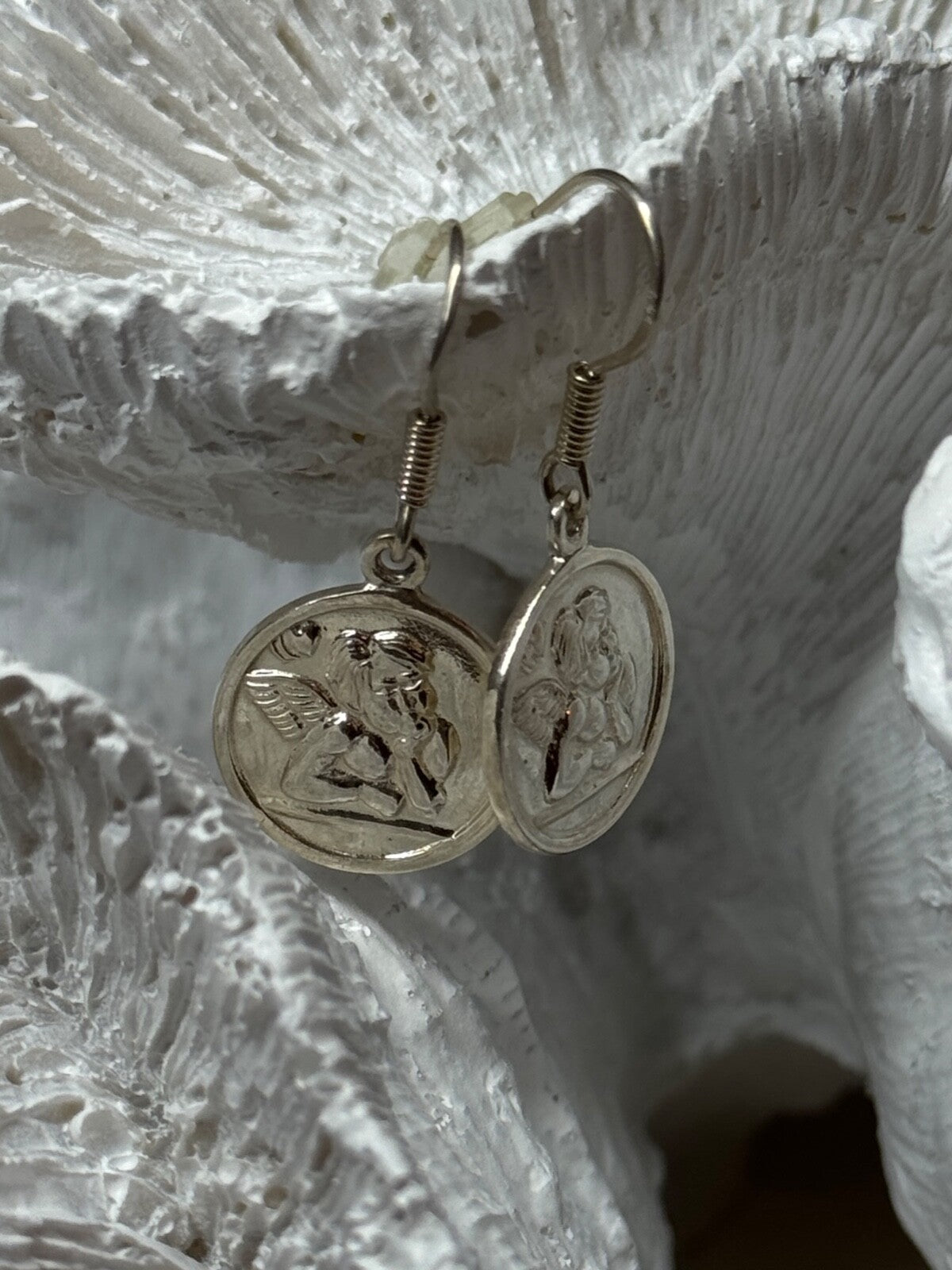 925 Sterling Silver Angels Earrings Length 1.3 Inch