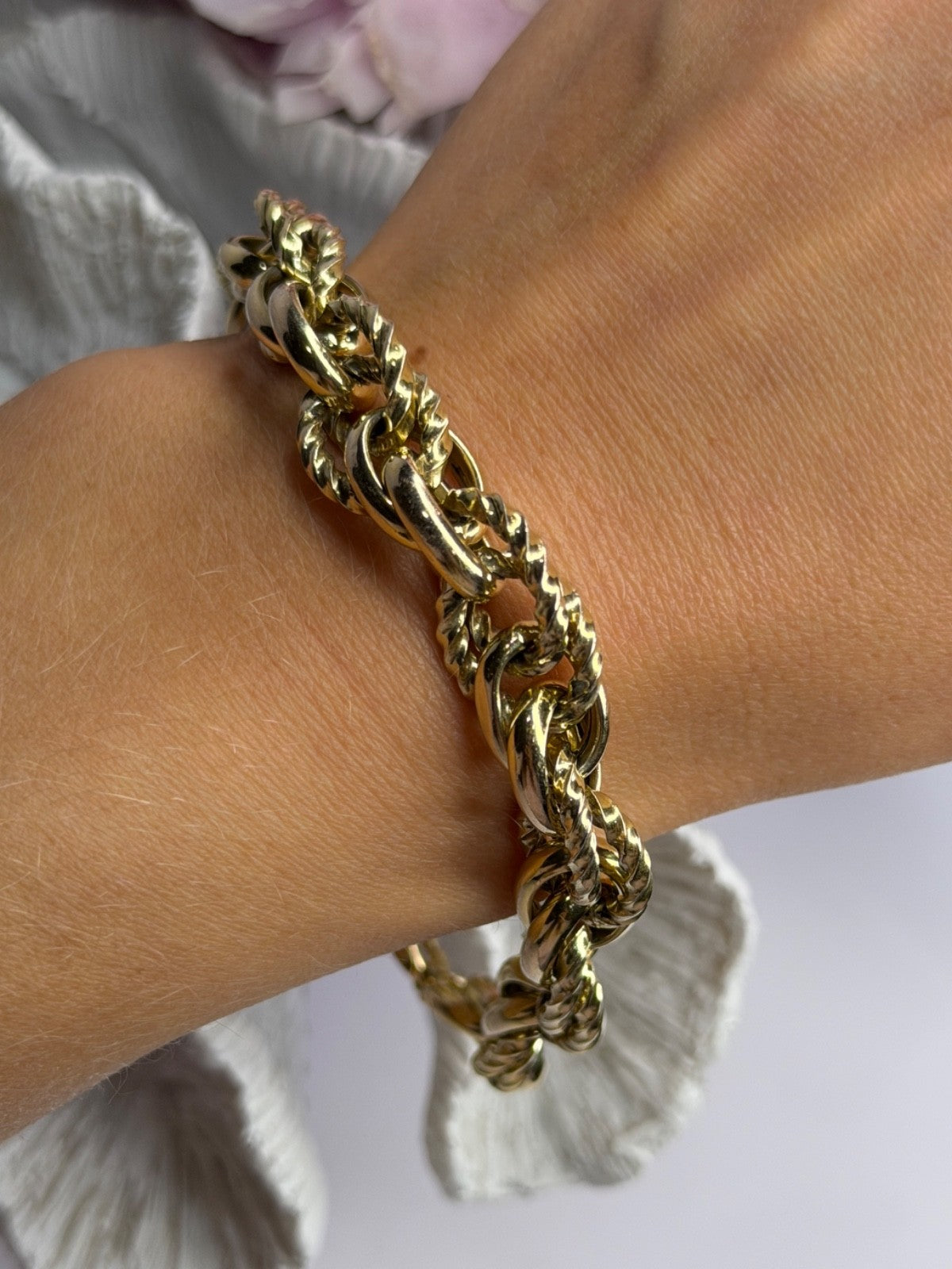 Italy 925 Sterling Silver Gold Plated Bracelet Length 8