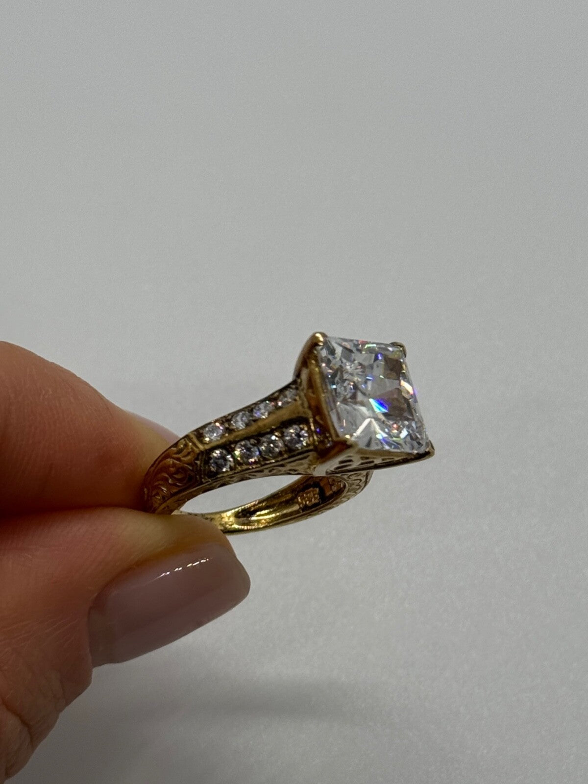 925 Sterling Silver Gold Plated CZ Ring Size 4.5