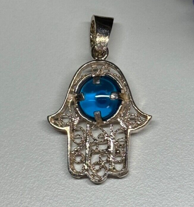 925 Sterling Silver Hamsa Hand Amulet Pendant