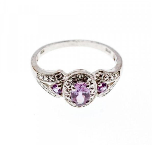 925 Sterling Silver Tourmalines Ring Size 8