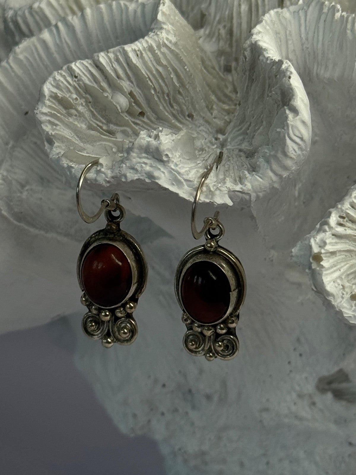 Vintage 925 Sterling Silver Tigers Eye Earrings Length 1.30 Inch