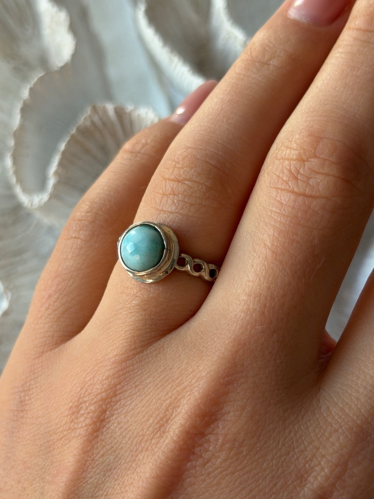 925 Sterling Silver Larimar Ring Size 7