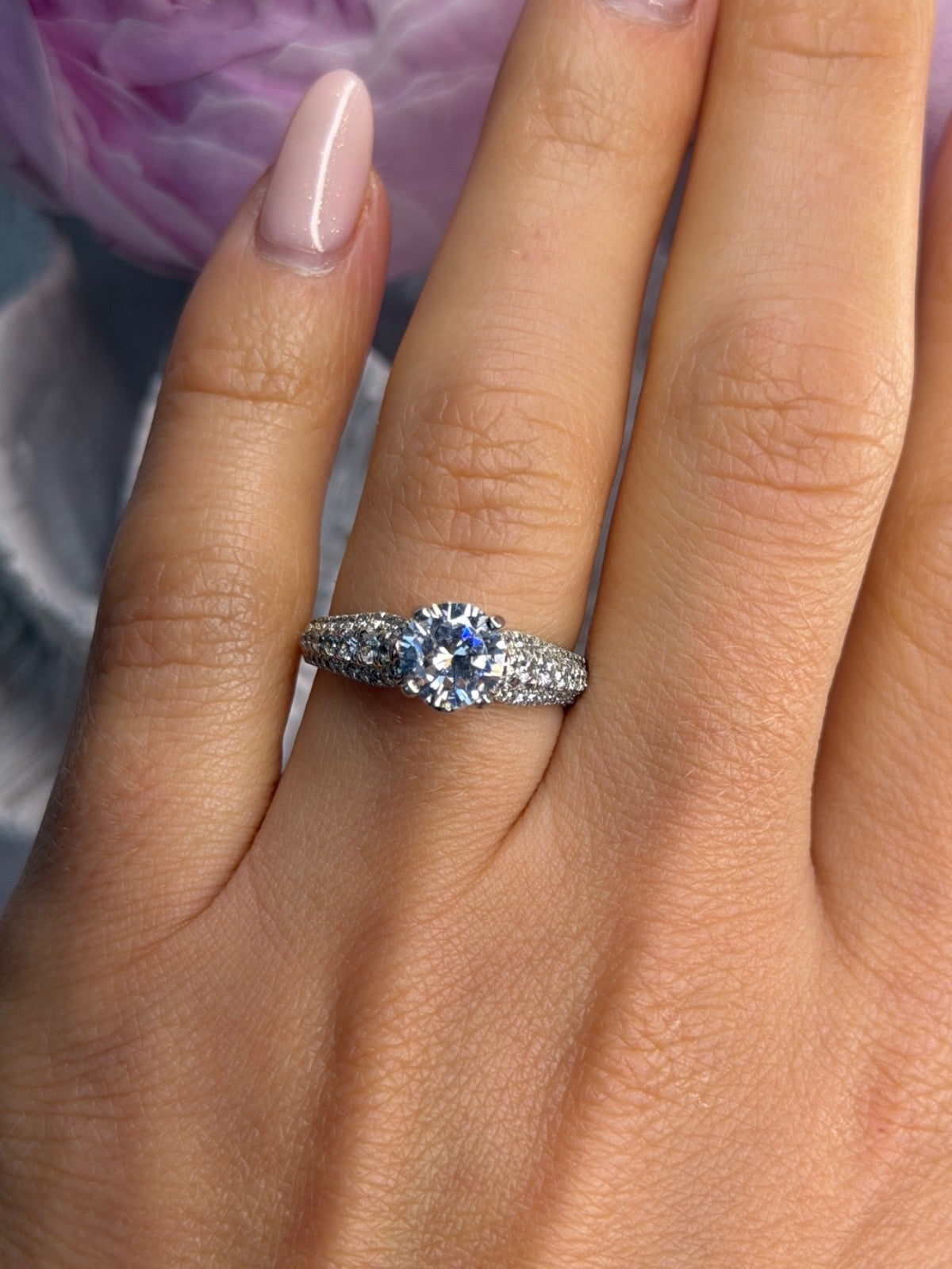 GOC 925 Sterling Silver tcw 1.60 Cz Ring Size 7