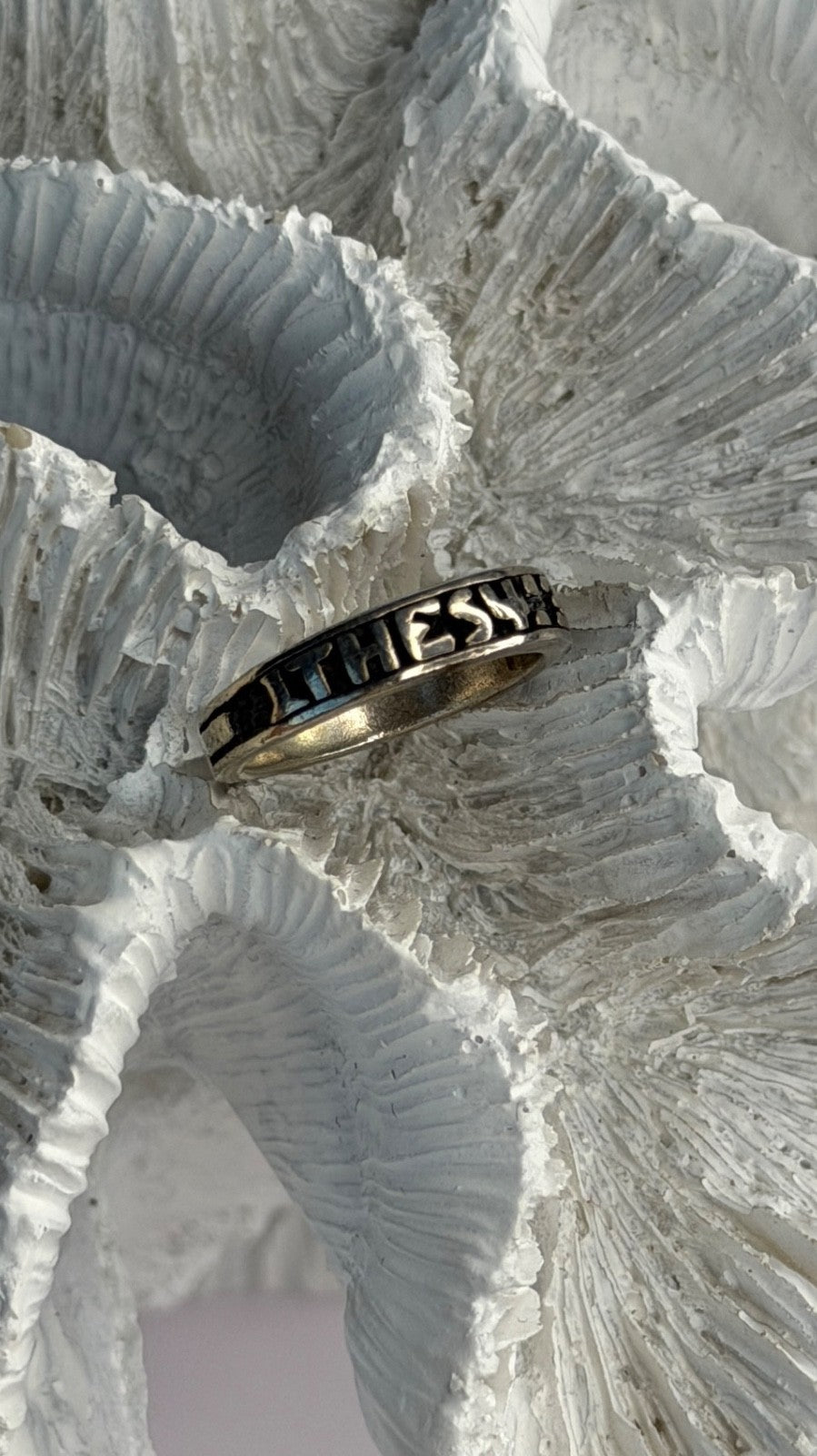 Vintage Religious 925 Sterling Silver Ithes 4:3-4 Ring Size 4.5