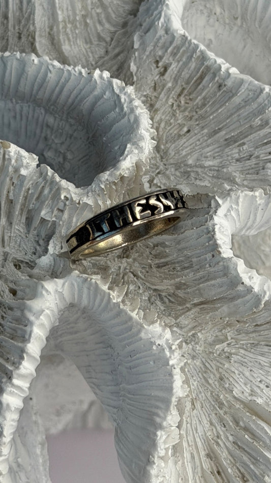 Vintage Religious 925 Sterling Silver Ithes 4:3-4 Ring Size 4.5
