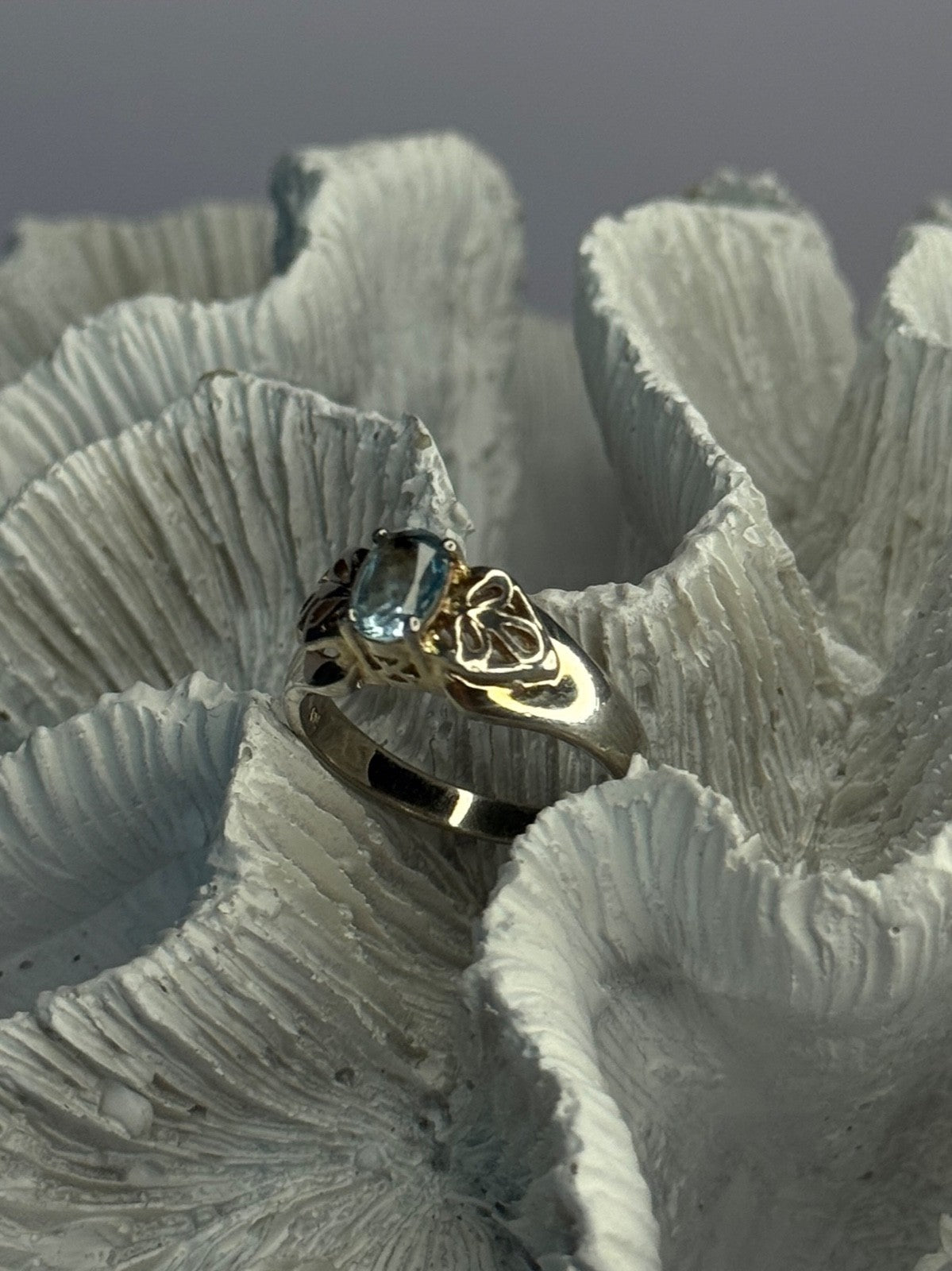925 Sterling Silver Blue Topaz Ring Size 8