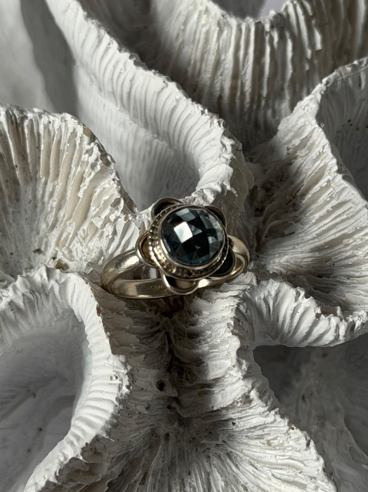 Vintage 925 Sterling Silver Aquamarine Ring Size 8