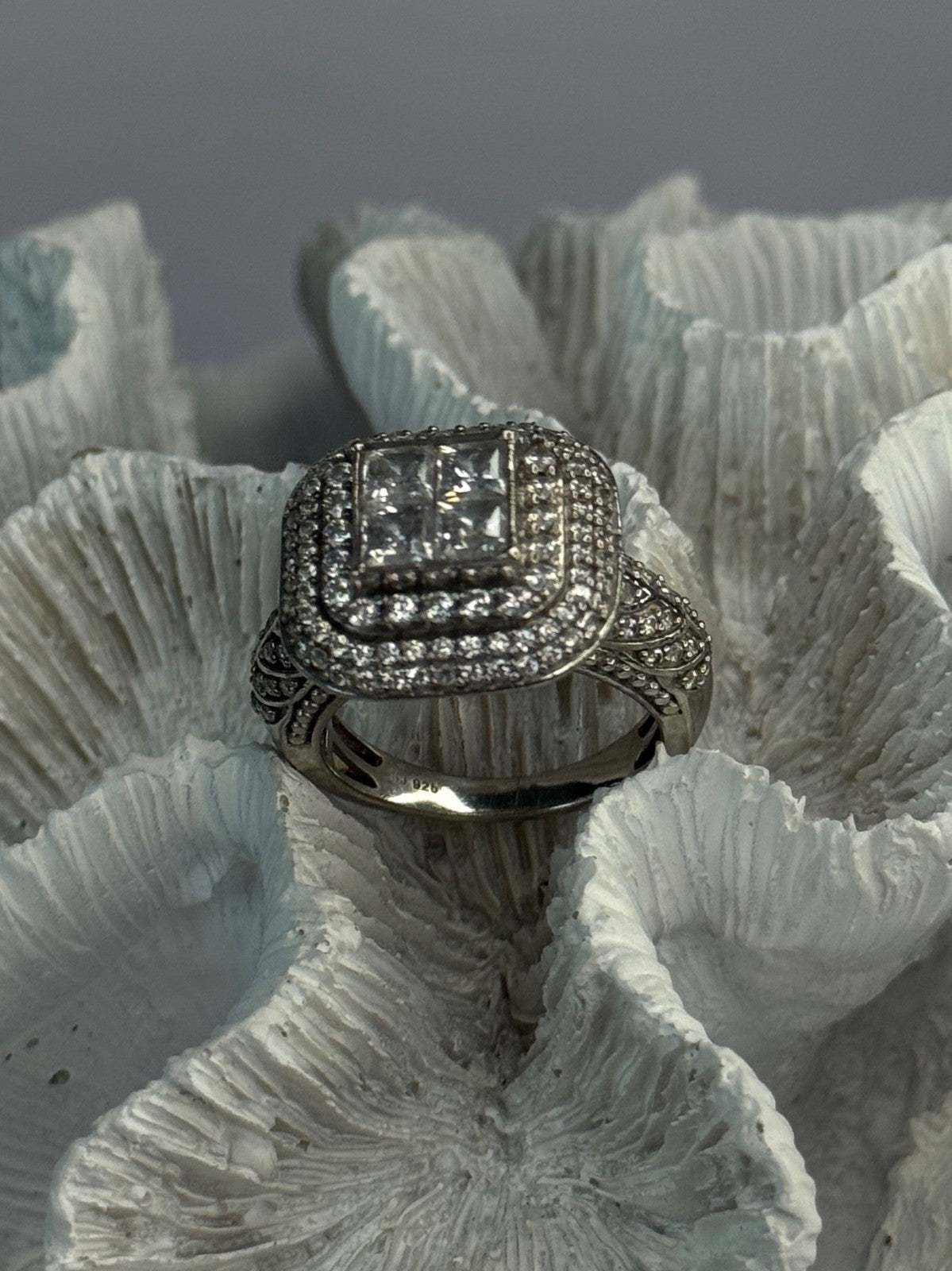 925 Sterling Silver White Tourmaline Ring Size 9