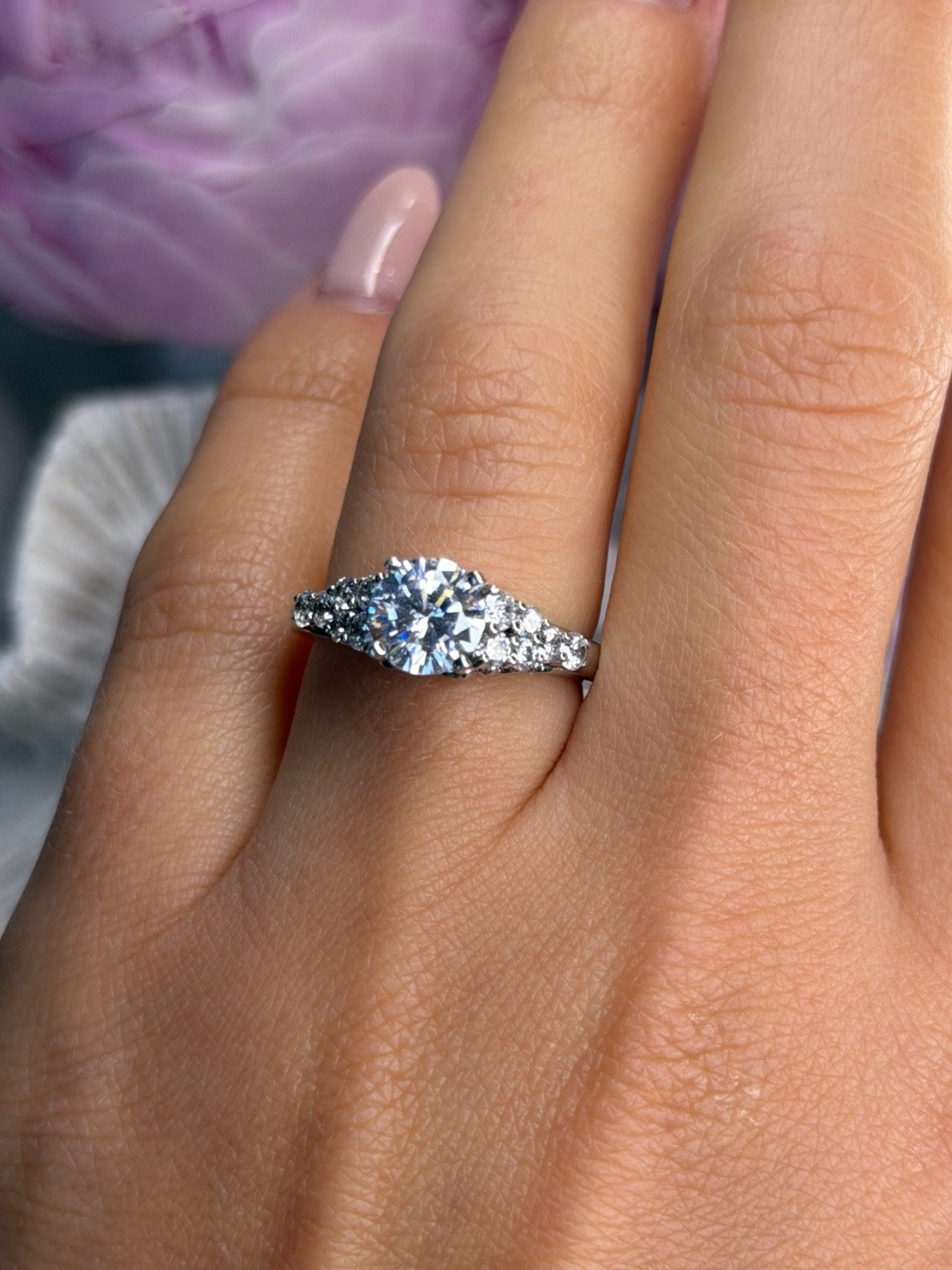 GOC 925 Sterling Silver tcw 1.80 Cz Ring Size 7
