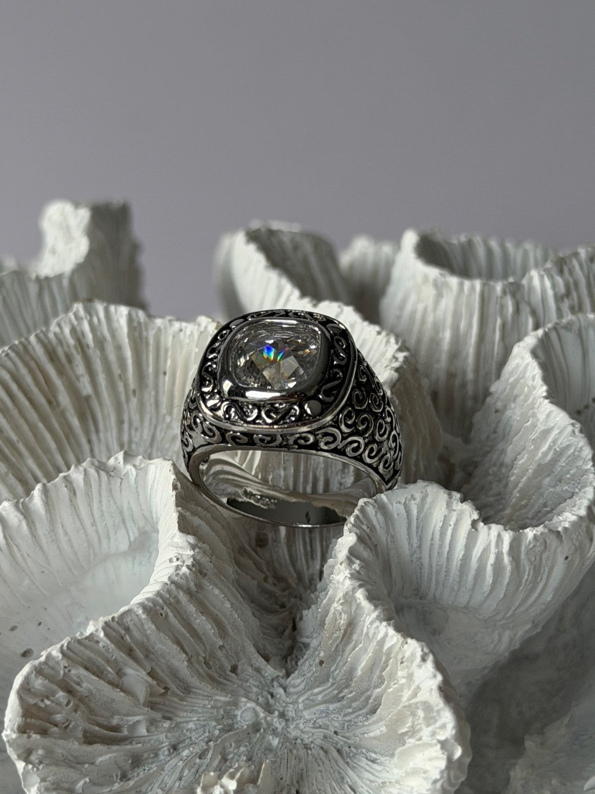 925 Sterling Silver White Spinel Ring Size 7