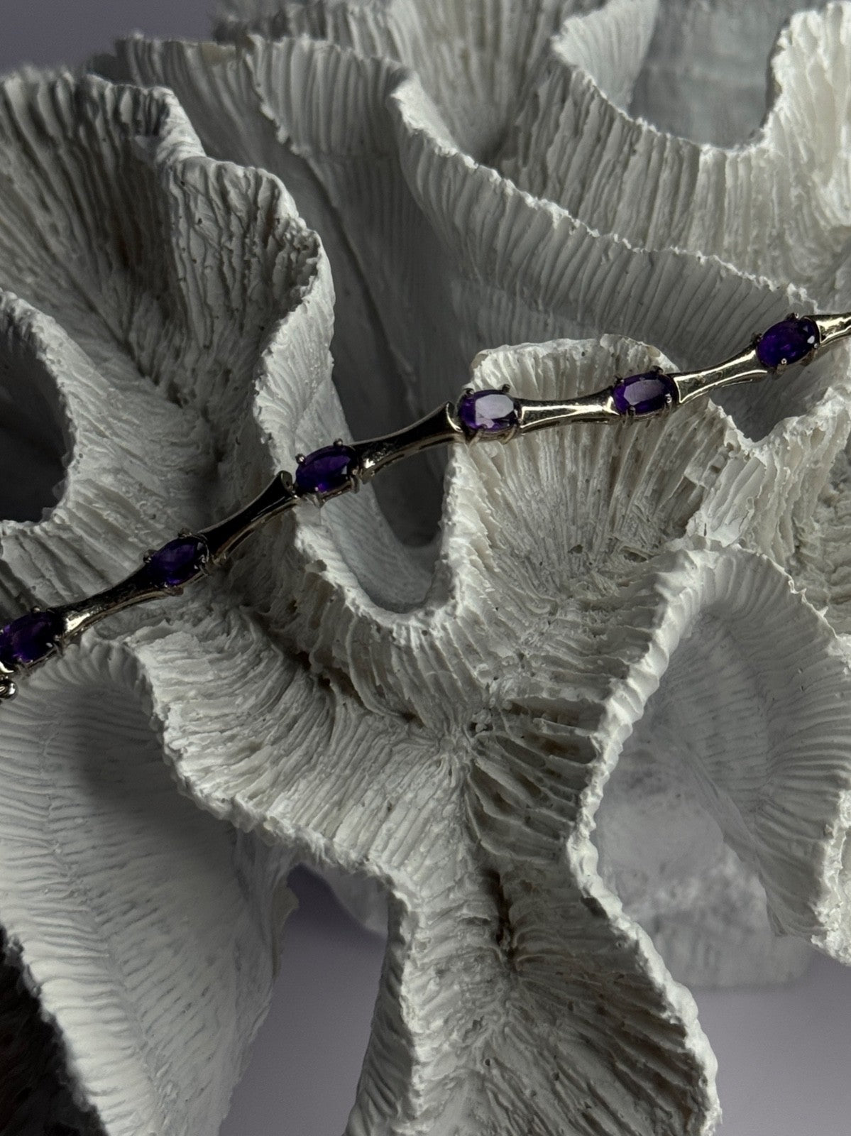925 Sterling Silver Purple Tourmaline Bracelet Length 7