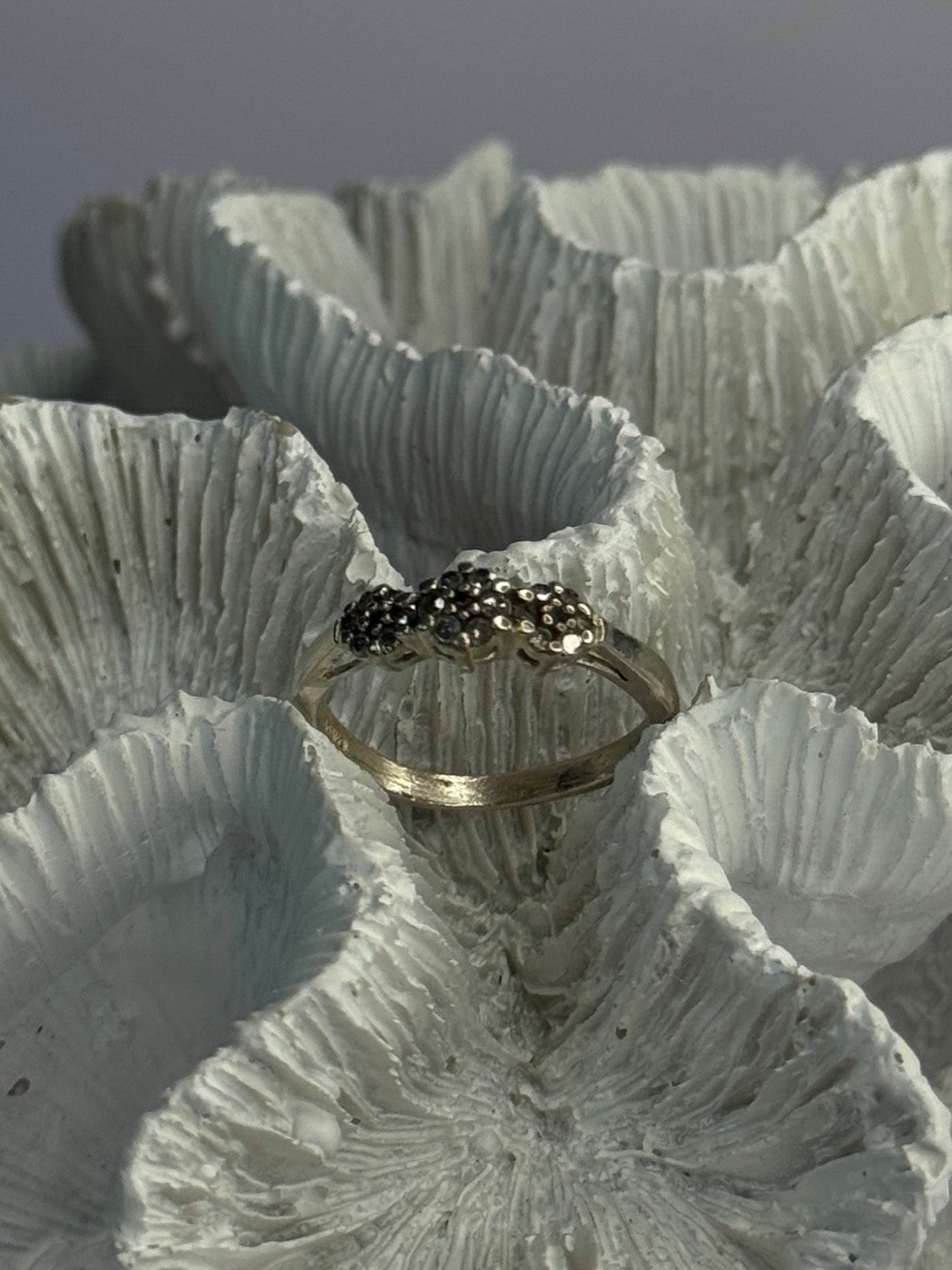 925 Sterling Silver White Spinel Flowers Ring Size 7