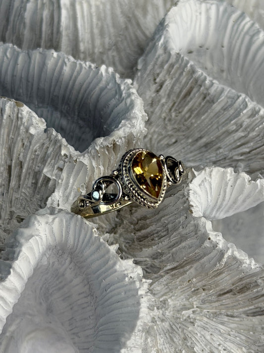 925 Sterling Silver Citrine Ring Size 7