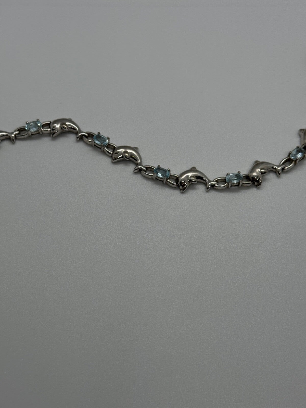925 Sterling Silver Topaz Dolphin Bracelet