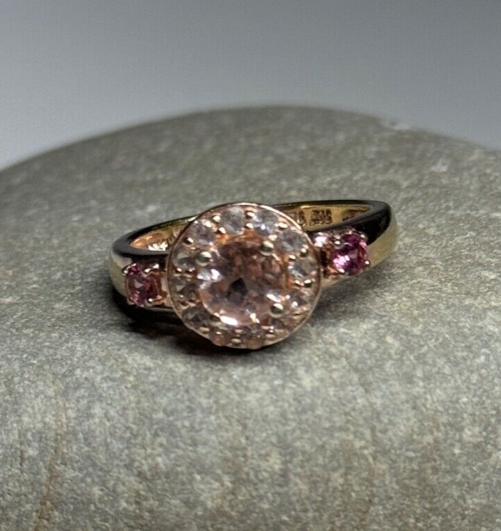 925 Sterling Silver Gold Plated Spinel Ring Size 7
