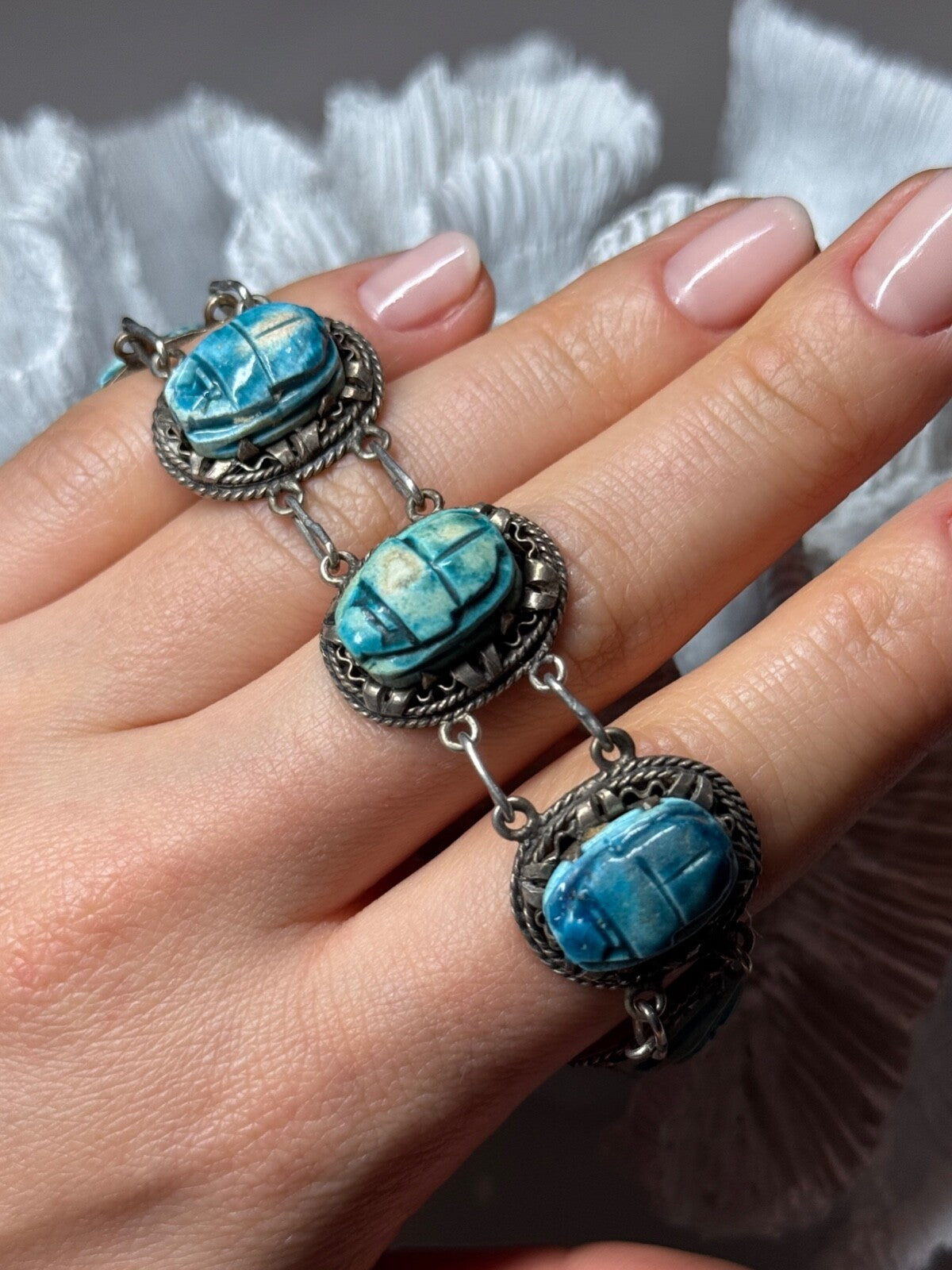 Vintage 925 Sterling Silver Turquoise Bracelet Length 7 Inch