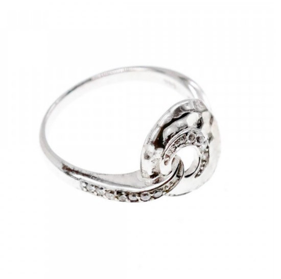 925 Sterling Silver CZ Ring Size 6.5 Italy