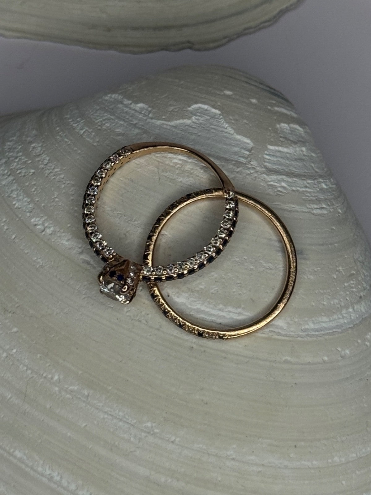14K Rose Gold Sapphire & Diamond Set of Rings Size 7