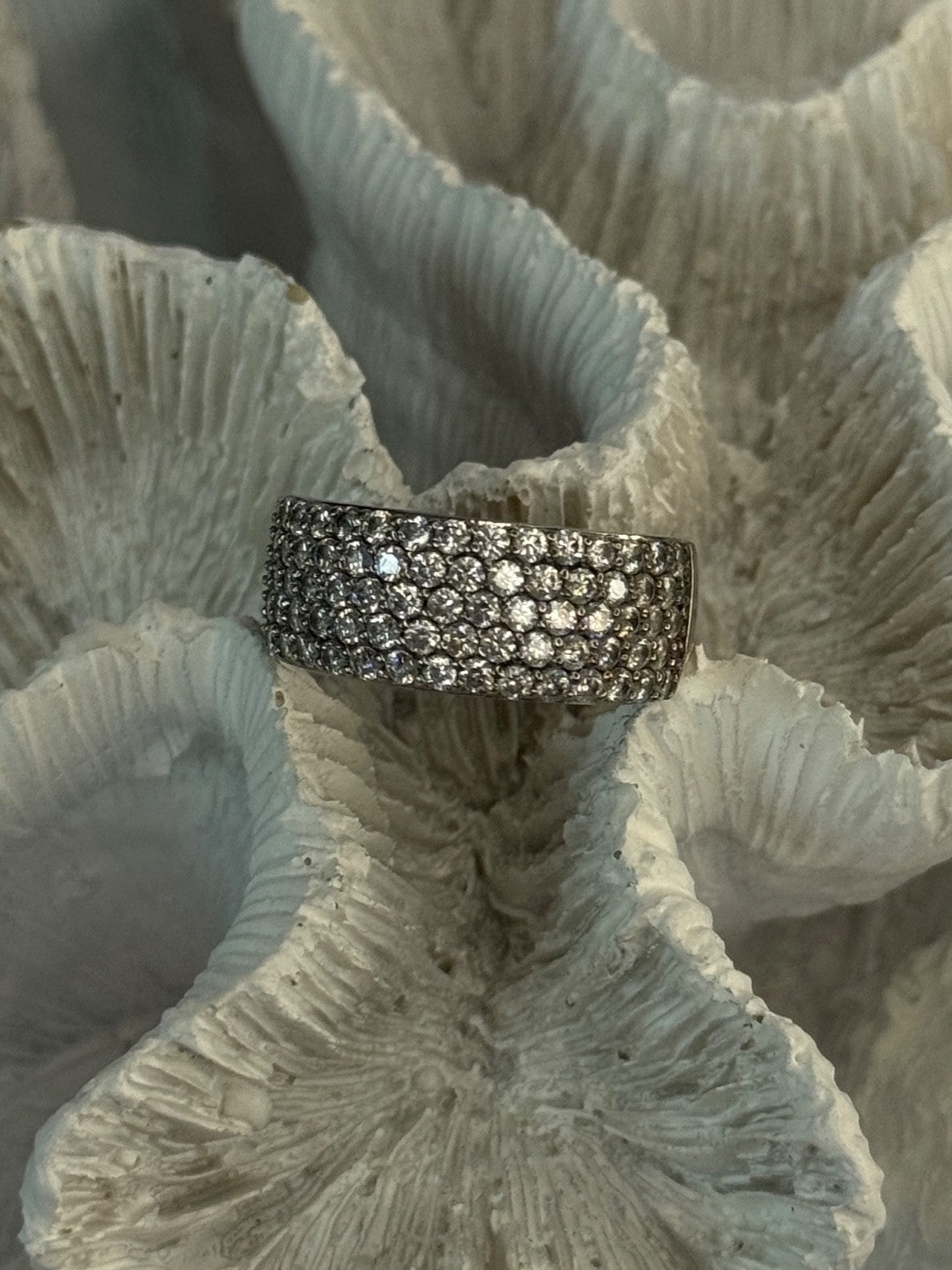 Elegant 925 Sterling Silver White Topaz Ring Size 6.5