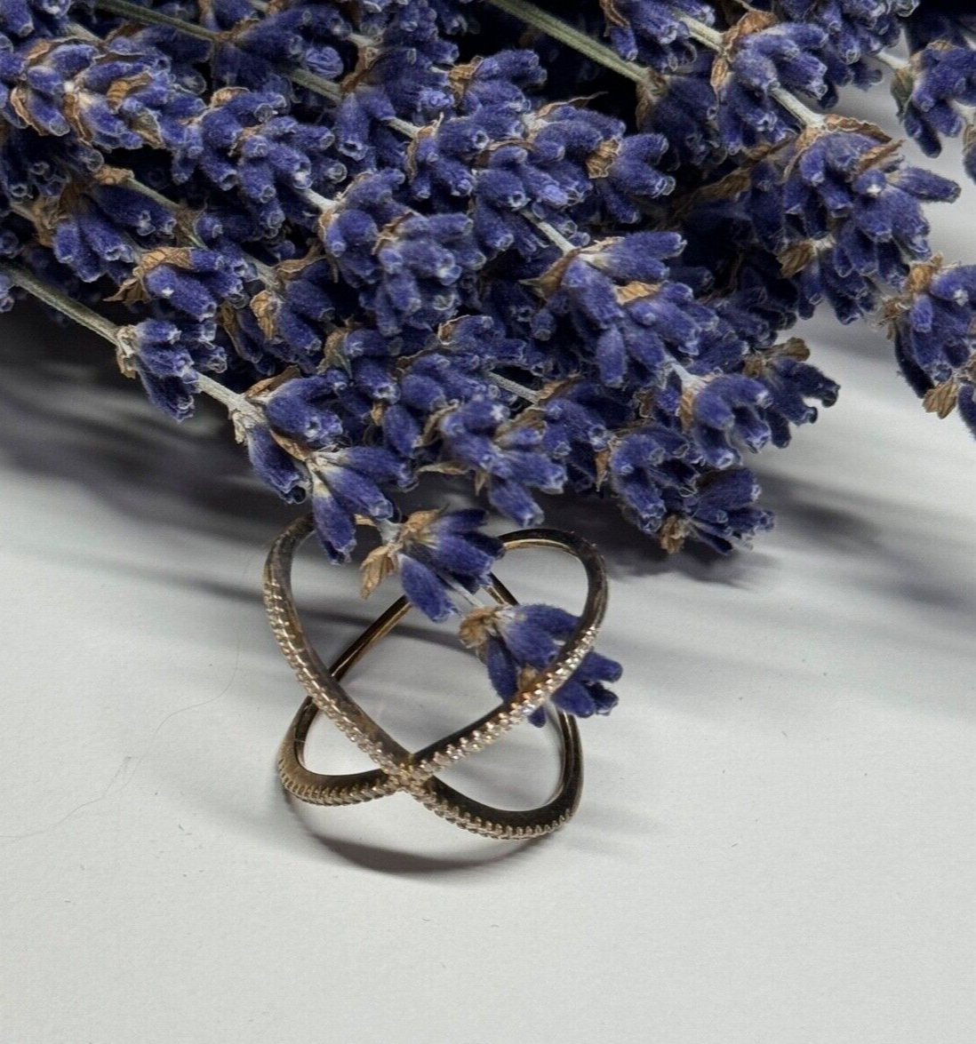 925 Sterling Silver Gold Plated CZ Ring Size 8