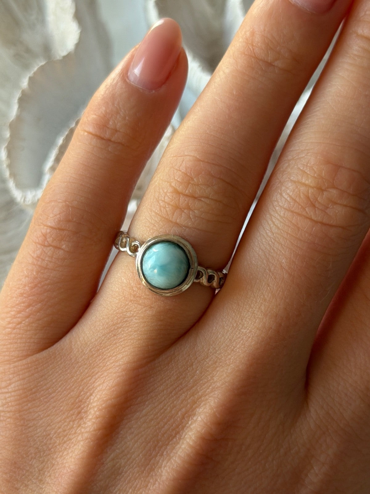 925 Sterling Silver Larimar Ring Size 7