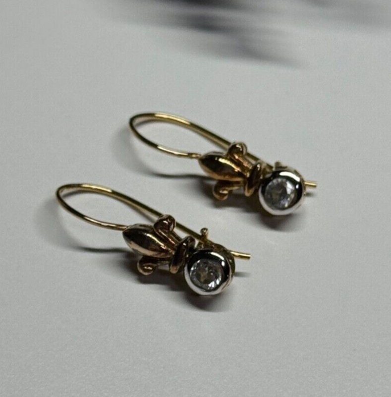 925 Sterling Silver Gold Plated CZ Earrings