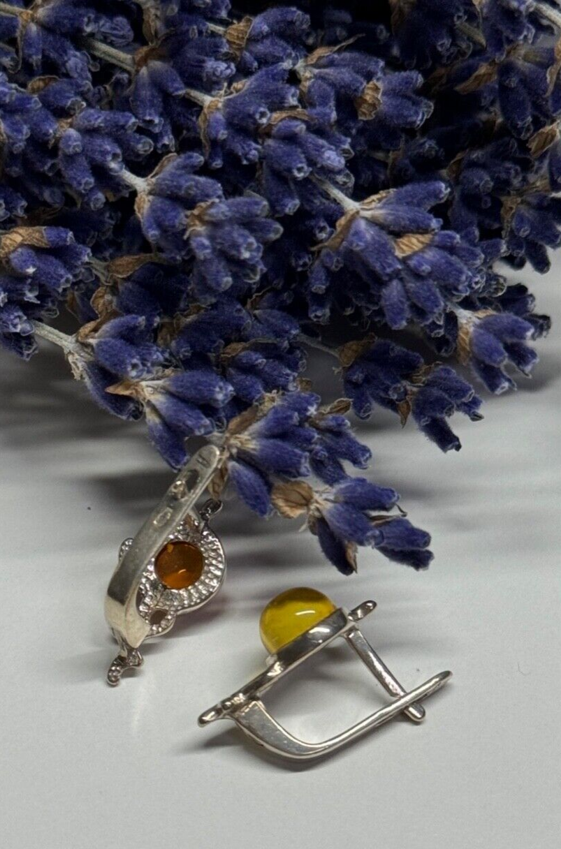 925 STERLING SILVER  AMBER EARRINGS