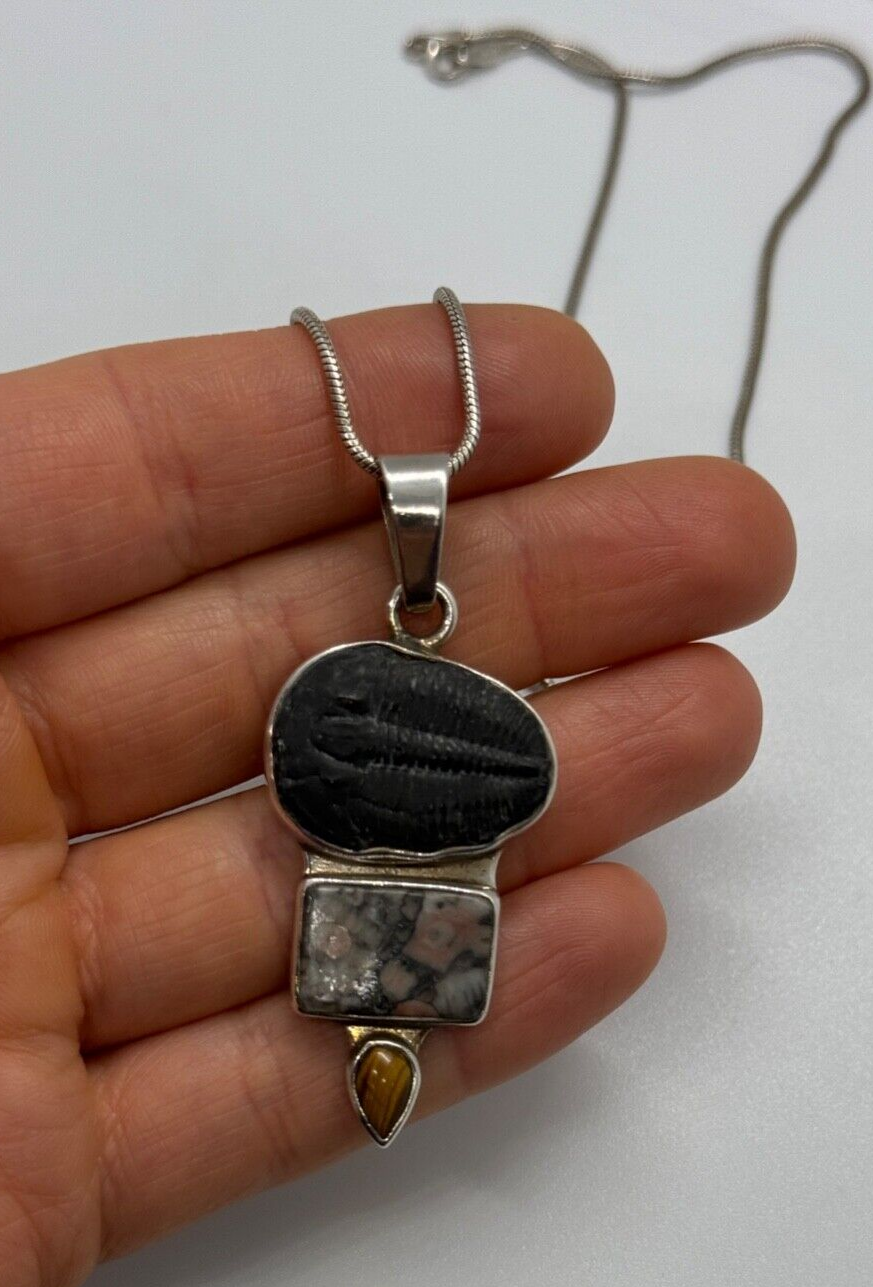 925 Sterling Silver Agate Necklace