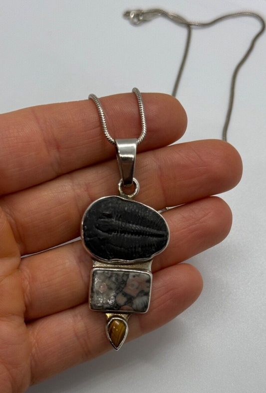 925 Sterling Silver Agate Necklace