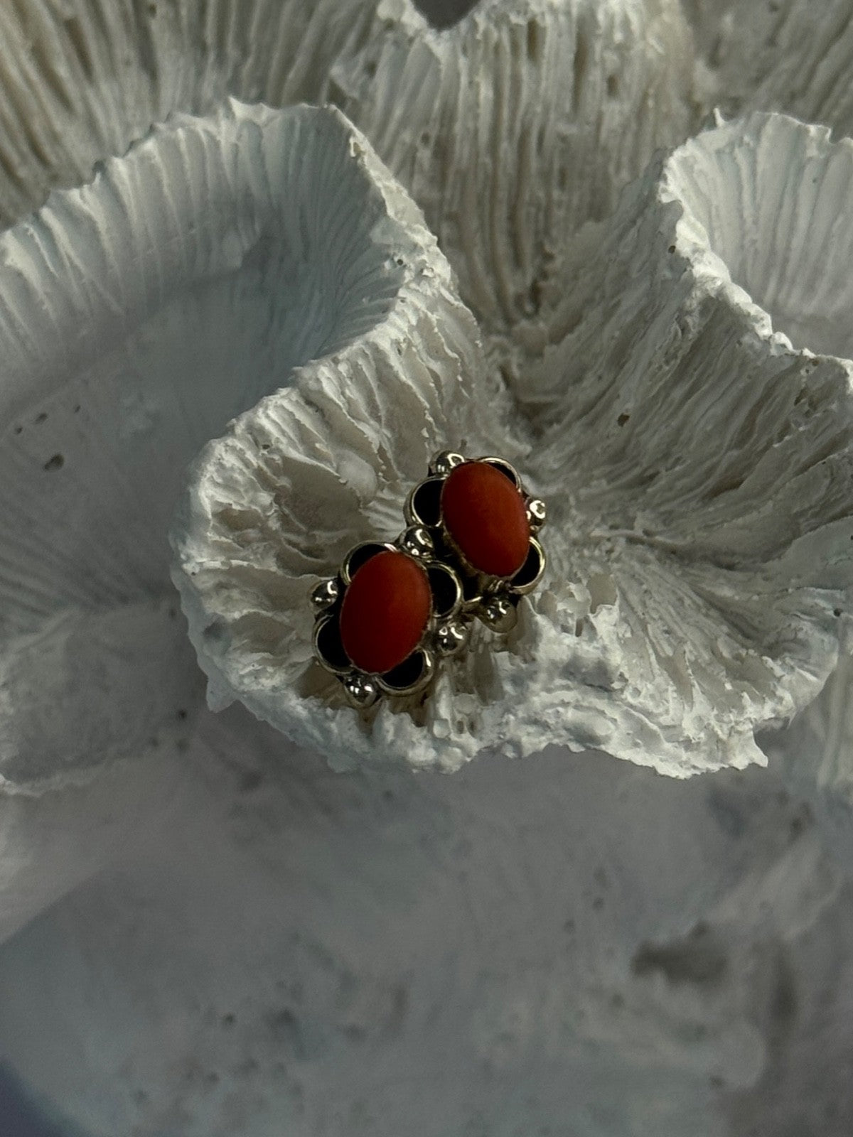 925 Sterling Silver Carnelian Stud Earrings Length 0.40 Inch