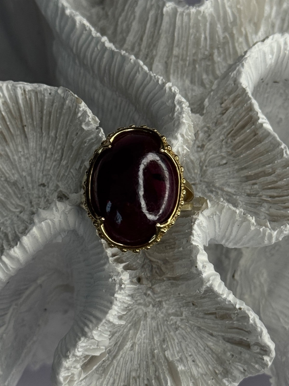 925 Sterling Silver Gold Plated Ruby Ring Size 7.5
