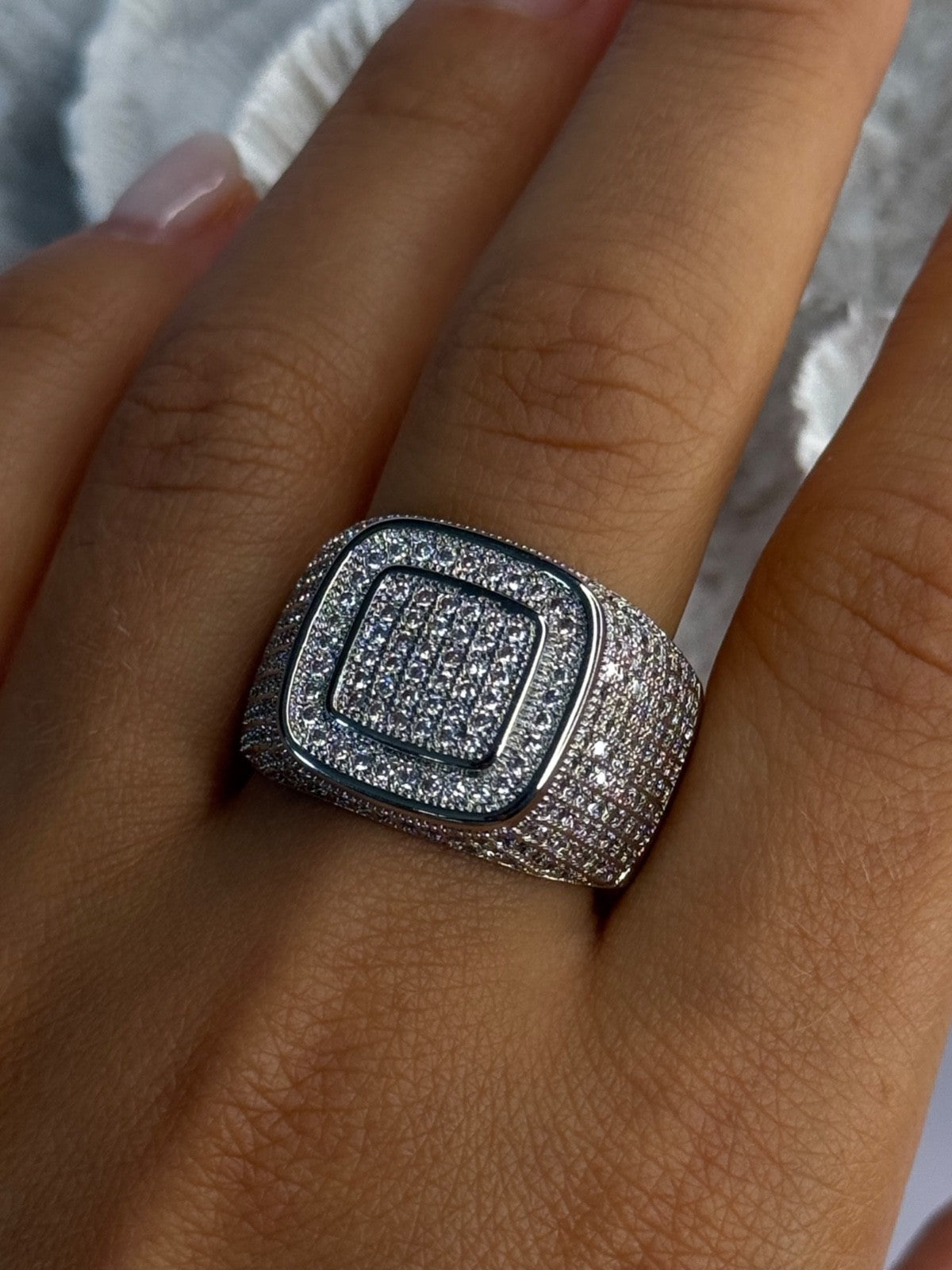 Men'S 925 Sterling Silver CZ Ring Size 12