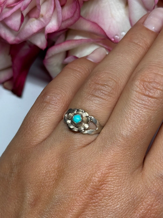 925 Sterling Silver Turquoise Ring Size 6