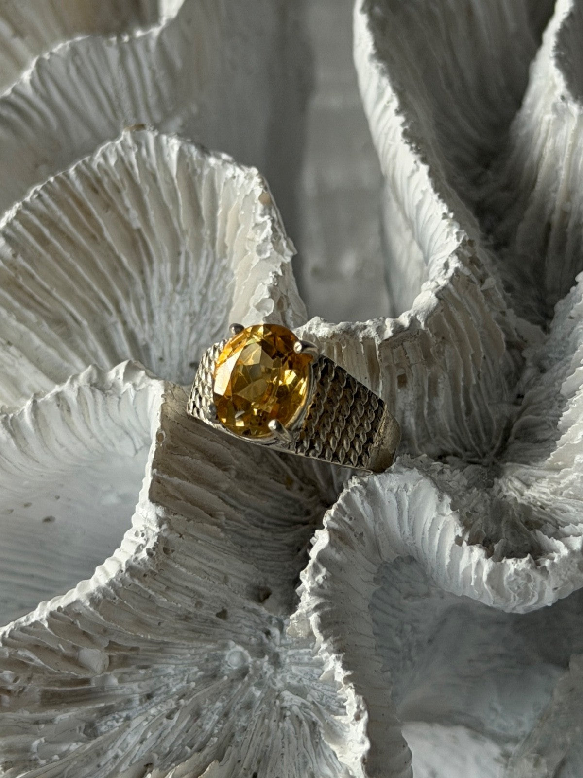 925 Sterling Silver Citrine Ring Size 6