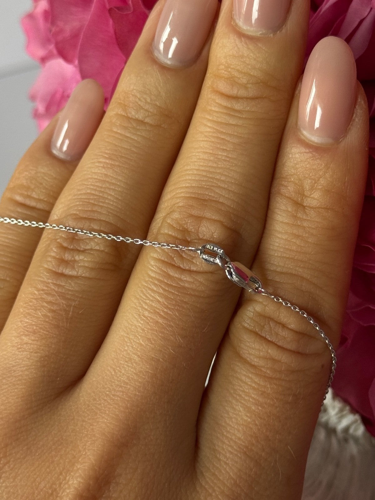 14K White Gold Tanzanite Trillion Necklace Length 18 inch