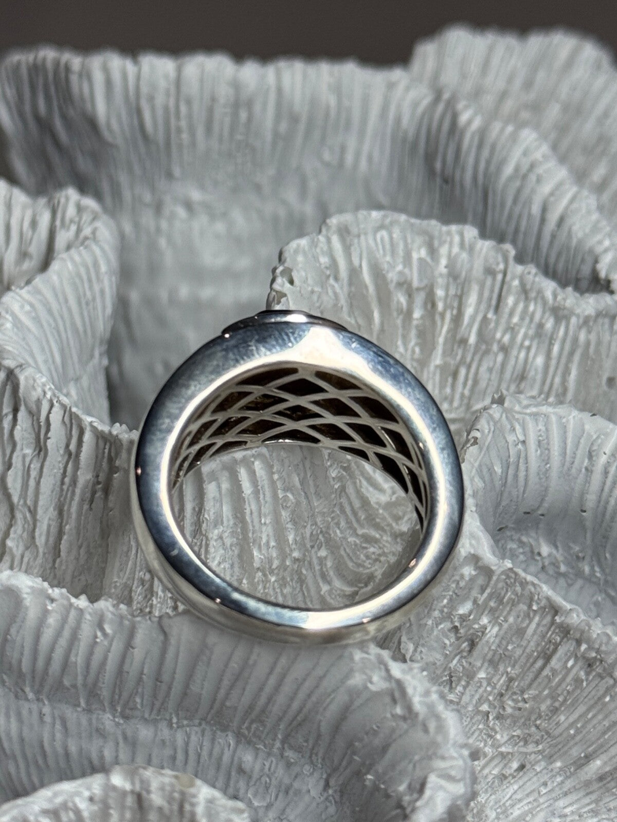 925 Sterling Silver Amber Men'S Ring Size 8