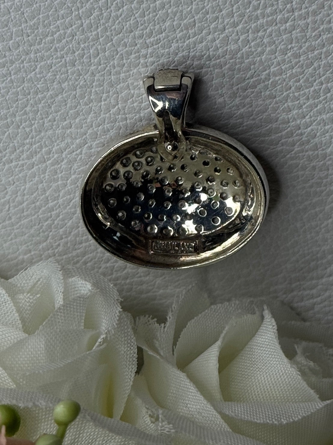 Elegant 925 Sterling Silver Citrine & Marcasite Pendant Length 1.10 Inch
