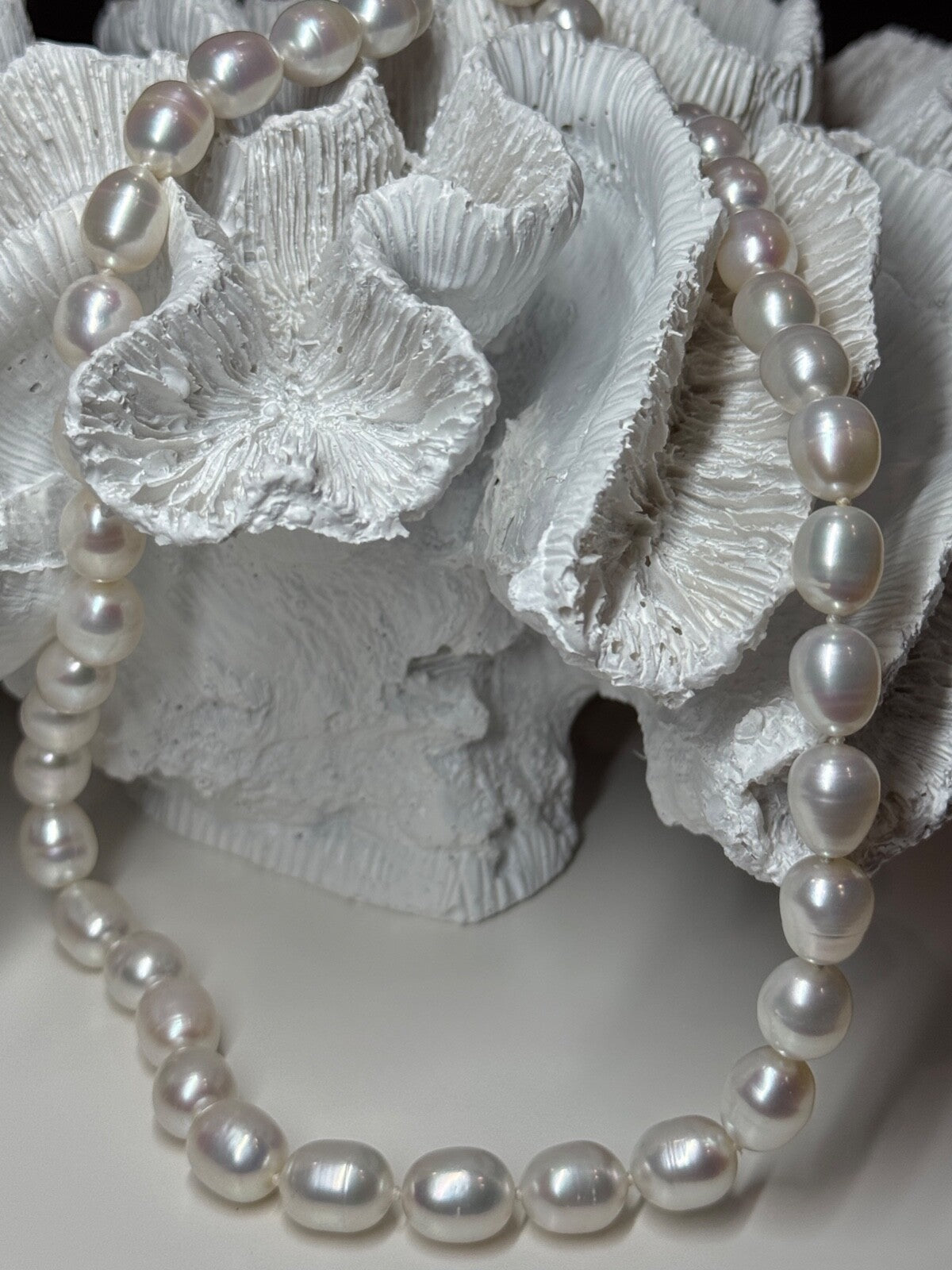 925 Sterling Silver Freshwater Pearls Necklace Length 18 IN