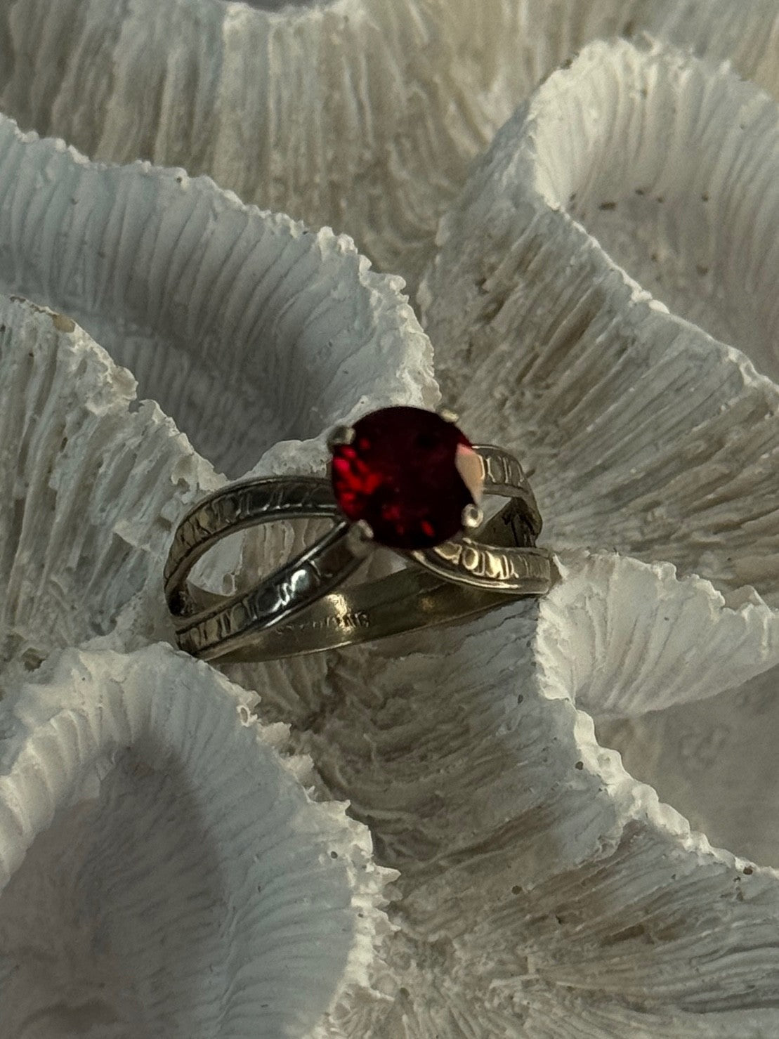 Vintage 925 Sterling Silver Ruby Ring Size 9.5