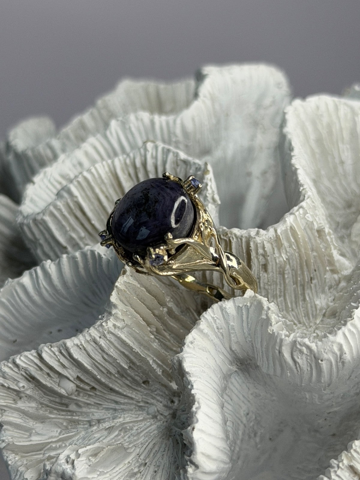 925 Sterling Silver Blue Tumbled Sapphire & Iolite Ring Size 9