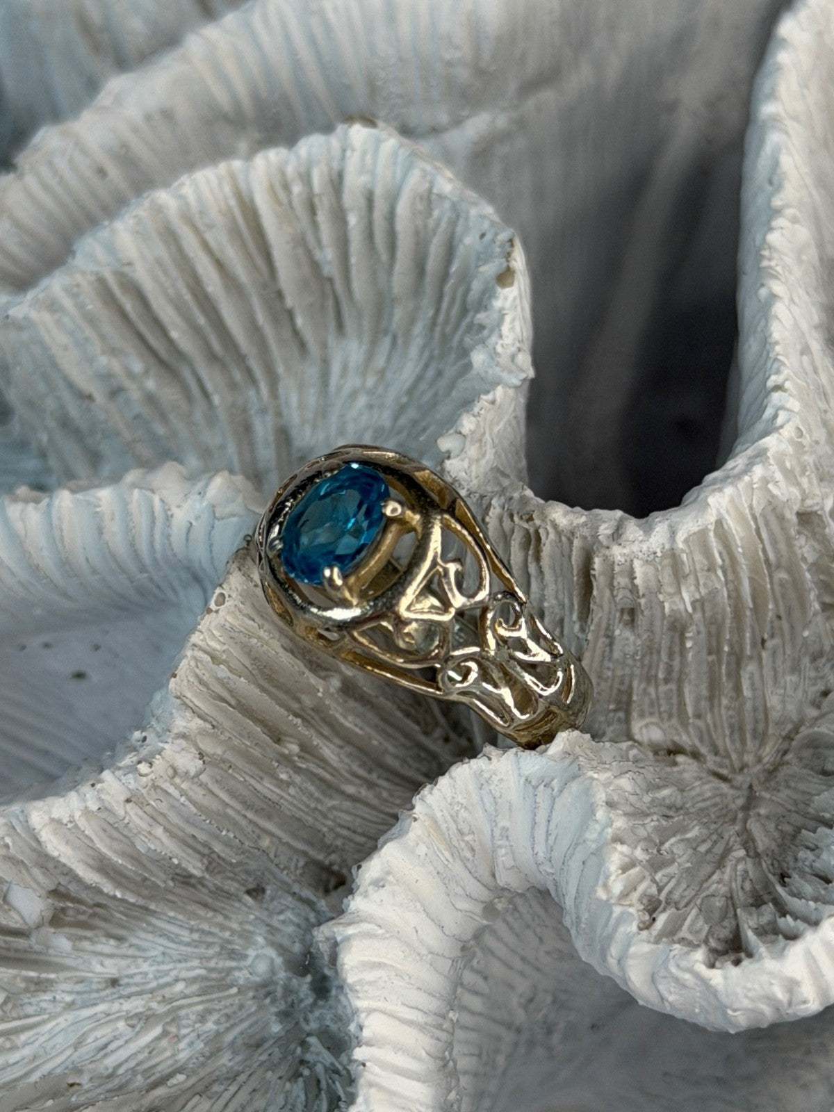 925 Sterling Silver Topaz Ring Size 7
