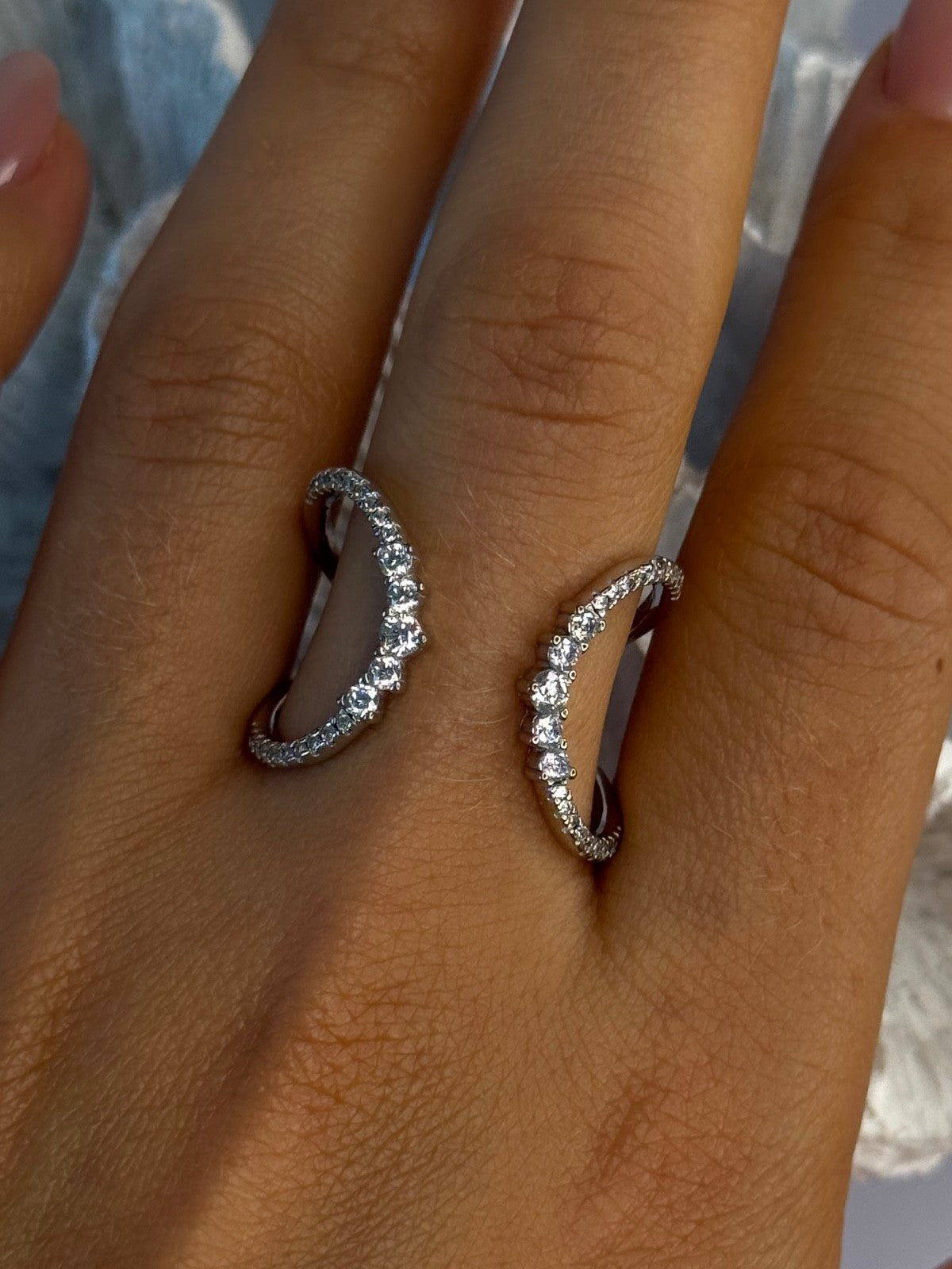Unique Sizable Design 925 Sterling Silver Cz Ring Size 11